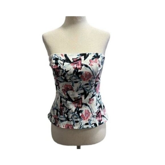 White House Black Market Multicolor Floral Print Strapless Bustee Size 0 Zipper - Picture 1 of 10